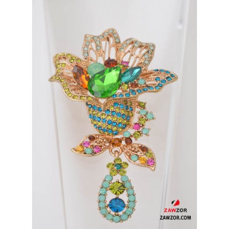 Multicolour Crystal Brooch 