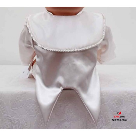 Boys Satin Christening Romper Set And Hat