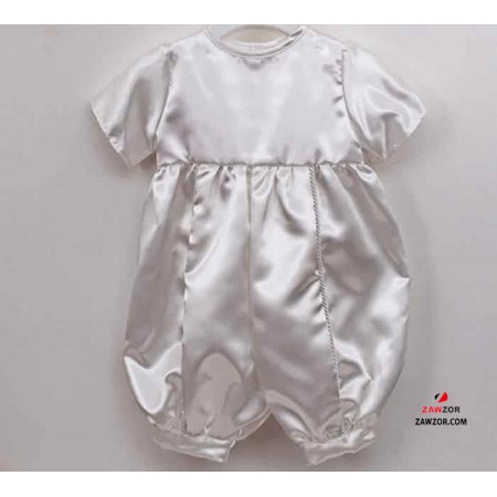 Boys Satin Christening Romper Set And Hat