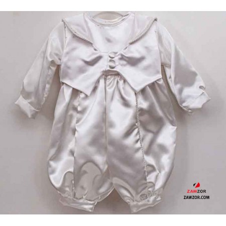 Boys Satin Christening Romper Set And Hat Boys Satin Christening Romper Set And Hat