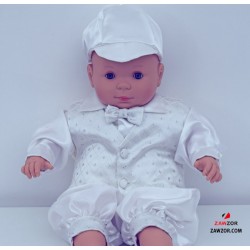 Boys Satin Christening Romper Suit And Hat 