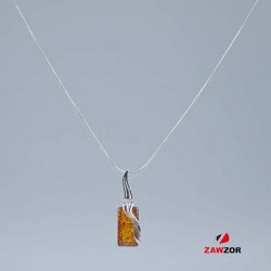 Amber Silver Pendant And Chain 