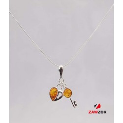 Amber Silver Pendant And Chain 