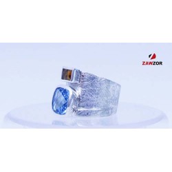 Blue Topaz And Citrine Silver Ring 
