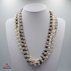 Cultured Pearl And Crystal Necklace 