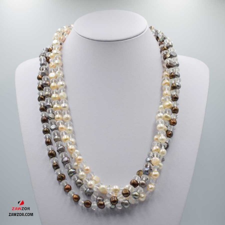 Cultured Pearl And Crystal Necklace 