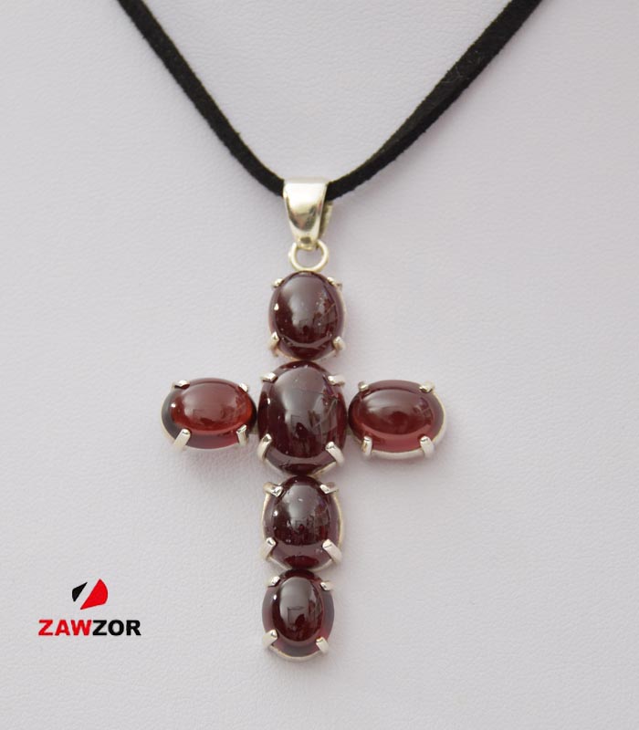 Sterling silver sales garnet cross pendant