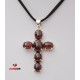 Garnet Silver Cross Pendant 