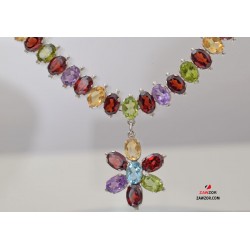 Gemstone Silver Necklace 