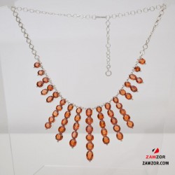 Hessonite Garnet Silver Necklace 