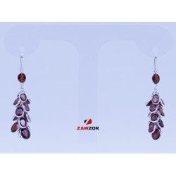 Red Garnet Silver Earrings 