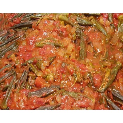Okra In Tomato And Onion Sauce