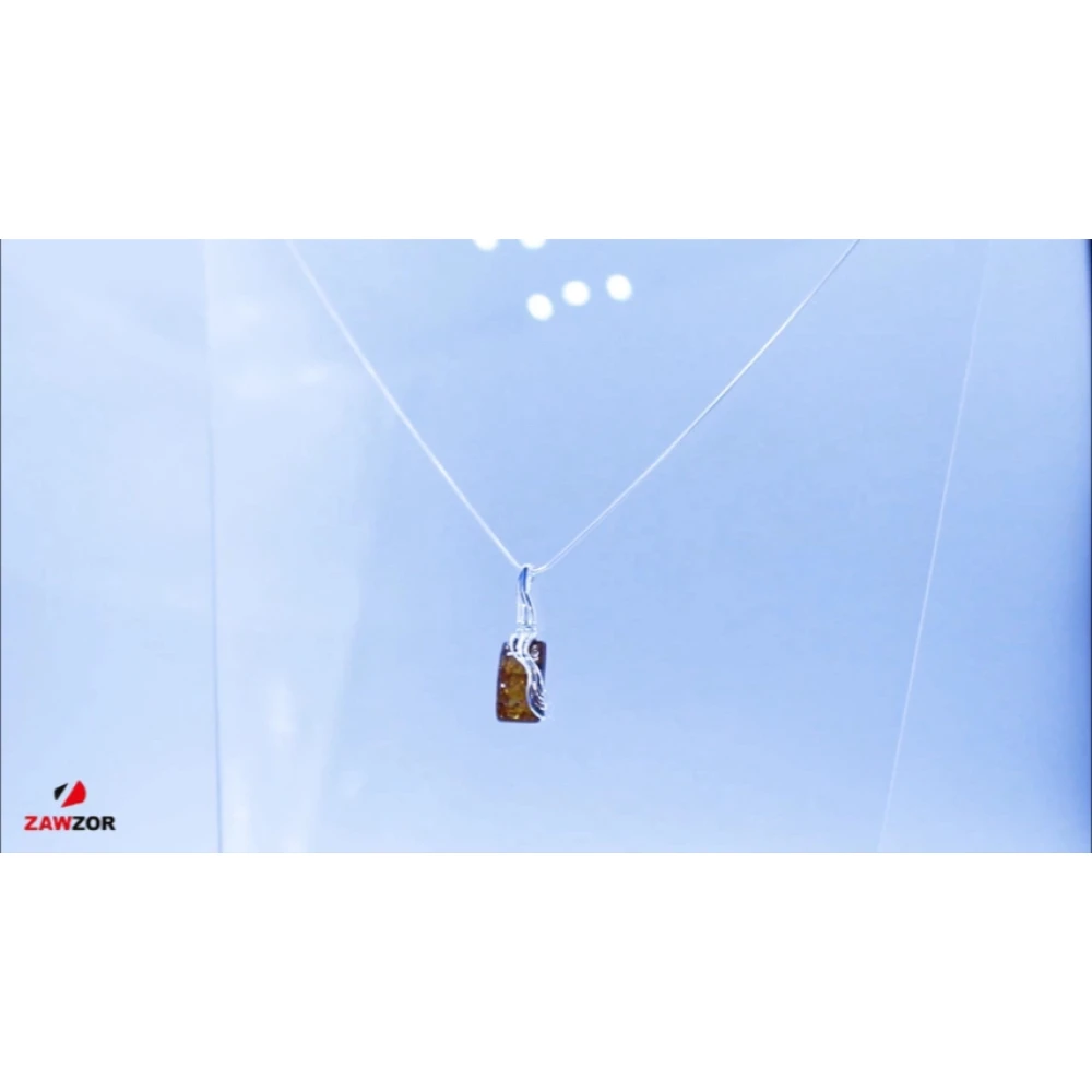 Amber Silver Pendant And Chain 