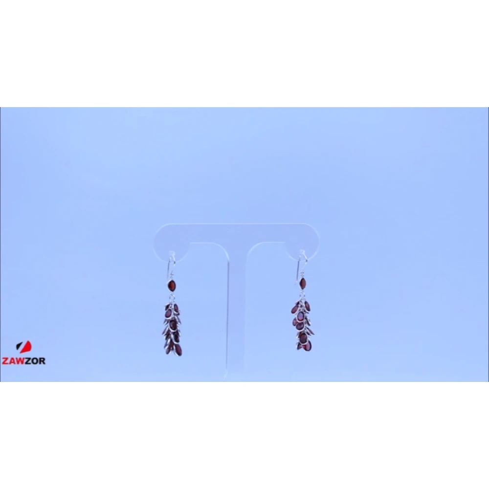 Red Garnet Silver Earrings 