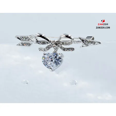 Cubic Zirconia Heart Brooch 