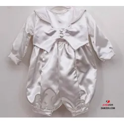 Boys Satin Christening Romper Set And Hat