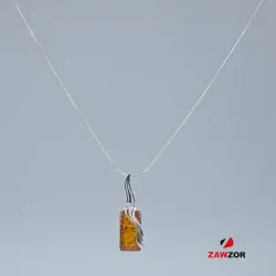 Amber Silver Pendant And Chain 