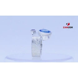 Blue Topaz And Amethyst Silver Ring  