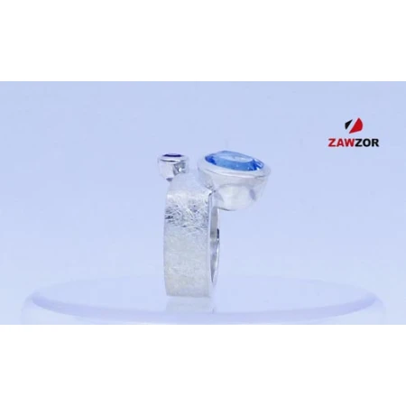 Blue Topaz And Amethyst Silver Ring  