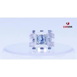 Blue Topaz Art Deco Silver Ring 