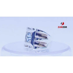 Blue Topaz Art Deco Silver Ring 