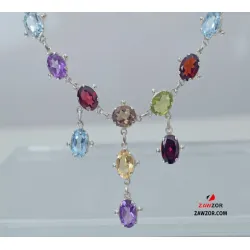 Multi Gemstone Silver Necklace 