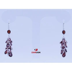 Red Garnet Silver Earrings 