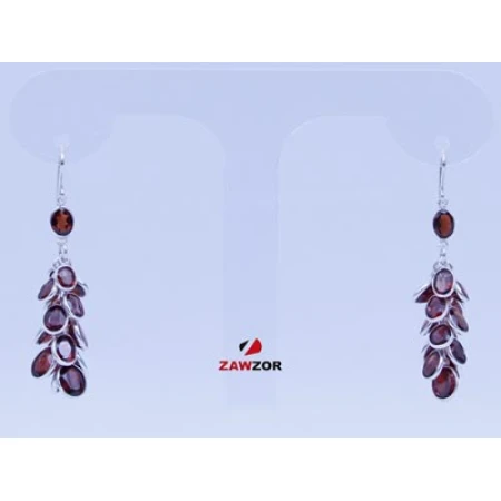 Red Garnet Silver Earrings 